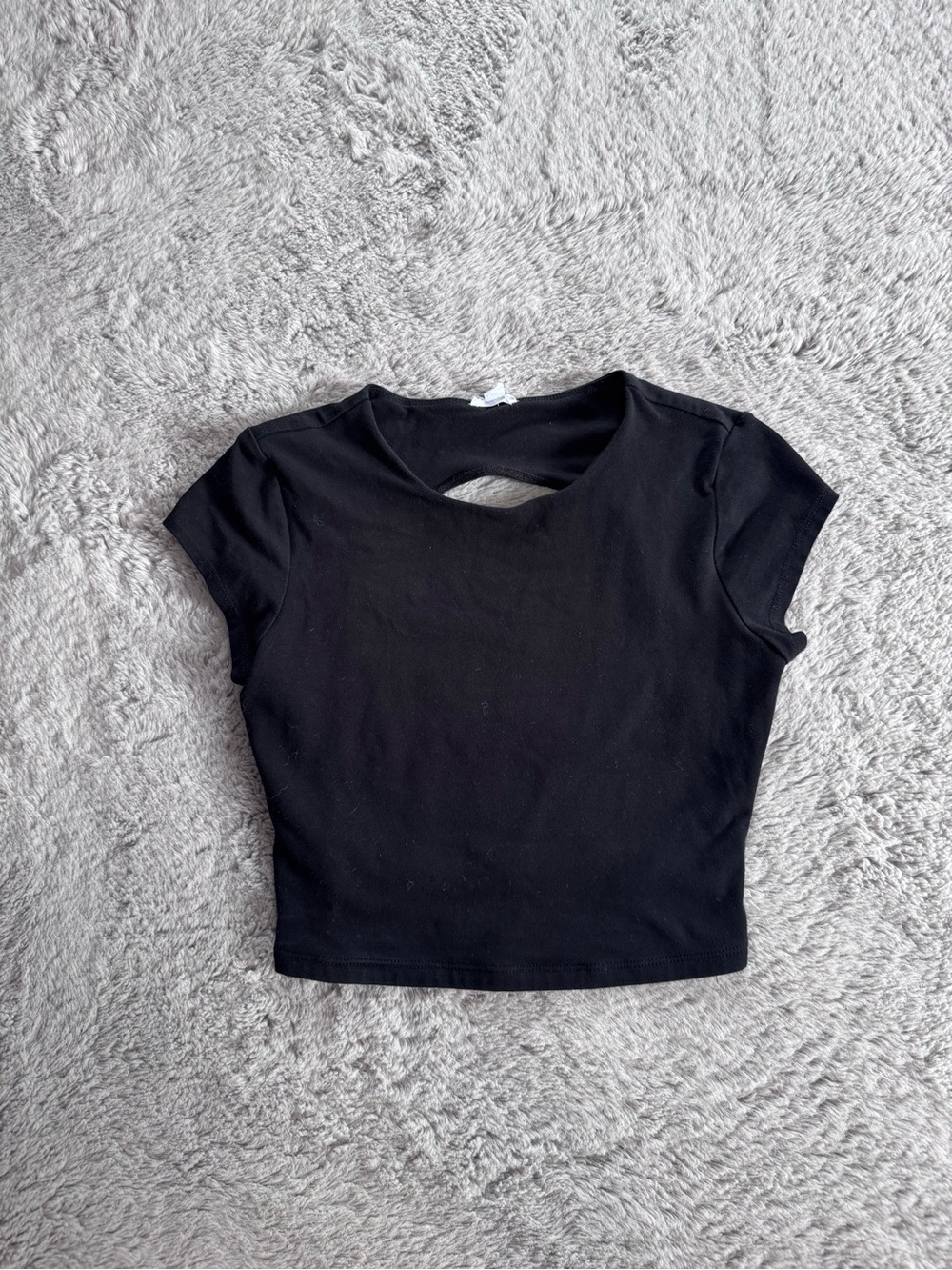 Garage Black Short Sleeve Crop Top with back open